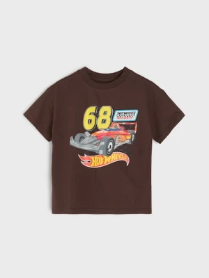 Sinsay - Bawełniana koszulka z nadrukiem Hot Wheels - zielony
