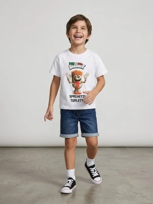 Sinsay - Bawełniana koszulka z nadrukiem Italian Brainrot Spaghetti Tualetti - biały