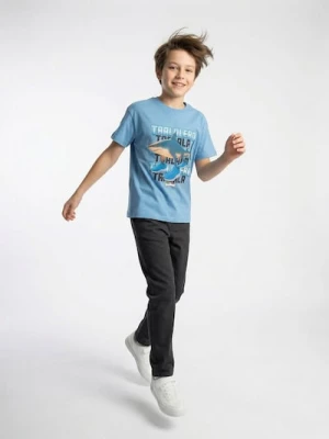 Sinsay - Bawełniana koszulka z nadrukiem Italian Brainrot Tralalero Tralala - niebieski