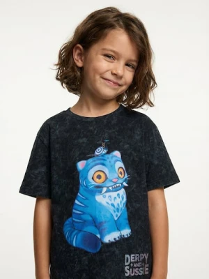 Sinsay - Bawełniana koszulka z nadrukiem K-Pop Demon Hunters - szary