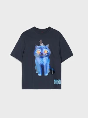 Sinsay - Bawełniana koszulka z nadrukiem K-Pop Demon Hunters - szary