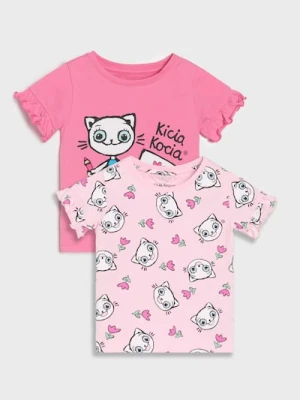 Sinsay - Bawełniana koszulka z nadrukiem Kicia Kocia - różowy