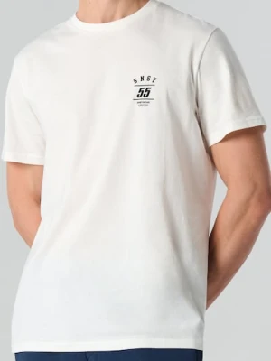 Sinsay - Bawełniana koszulka z nadrukiem - kremowy