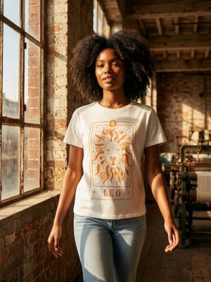 Sinsay - Bawełniana koszulka z nadrukiem - kremowy