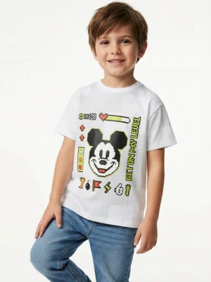 Sinsay - Bawełniana koszulka z nadrukiem Mickey Mouse - biały