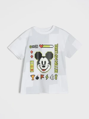 Sinsay - Bawełniana koszulka z nadrukiem Mickey Mouse - biały
