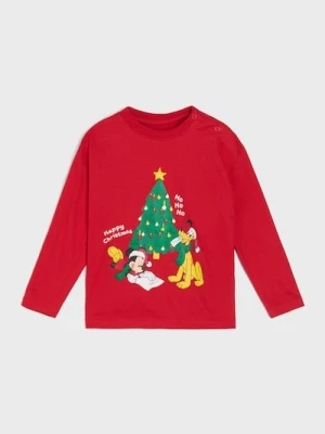 Sinsay - Bawełniana koszulka z nadrukiem Mickey Mouse - czerwony