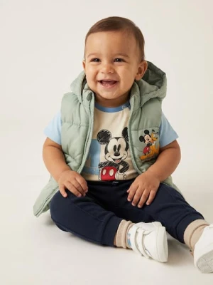 Sinsay - Bawełniana koszulka z nadrukiem Mickey Mouse - kremowy