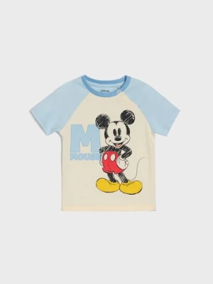 Sinsay - Bawełniana koszulka z nadrukiem Mickey Mouse - kremowy
