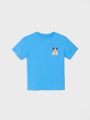 Sinsay - Bawełniana koszulka z nadrukiem Mickey Mouse - mid blue