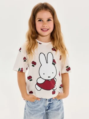 Sinsay - Bawełniana koszulka z nadrukiem Miffy - kremowy