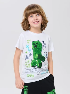 Zdjęcie produktu Sinsay - Bawełniana koszulka z nadrukiem Minecraft - biały