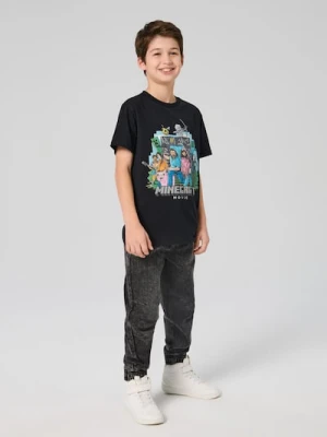 Sinsay - Bawełniana koszulka z nadrukiem Minecraft - czarny