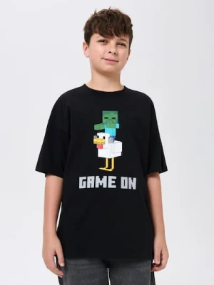Zdjęcie produktu Sinsay - Bawełniana koszulka z nadrukiem Minecraft - czarny