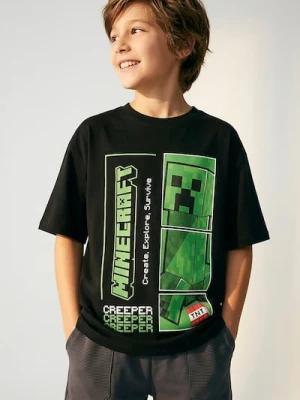 Sinsay - Bawełniana koszulka z nadrukiem Minecraft - czarny