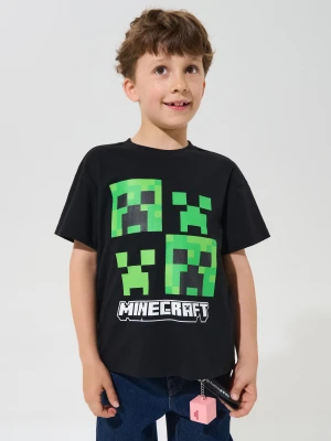 Sinsay - Bawełniana koszulka z nadrukiem Minecraft - czarny