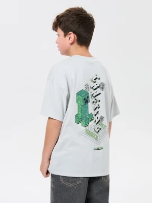 Sinsay - Bawełniana koszulka z nadrukiem Minecraft - szary