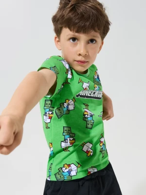 Sinsay - Bawełniana koszulka z nadrukiem Minecraft - zielony