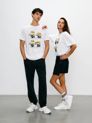 Zdjęcie produktu Sinsay - Bawełniana koszulka z nadrukiem Minions - biały