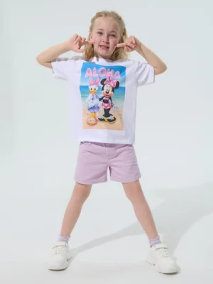 Sinsay - Bawełniana koszulka z nadrukiem Minnie and Daisy - kremowy