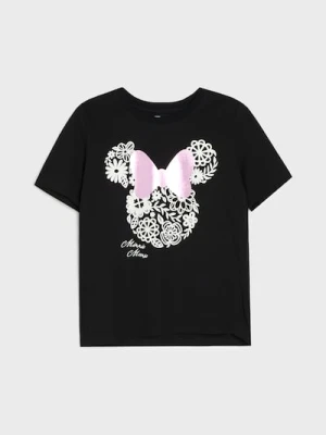 Sinsay - Bawełniana koszulka z nadrukiem Minnie Mouse - czarny
