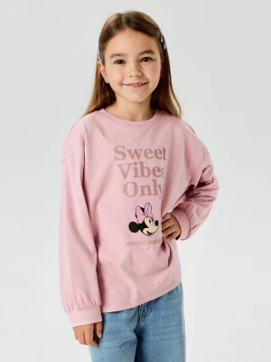 Sinsay - Bawełniana koszulka z nadrukiem Minnie Mouse - fioletowy
