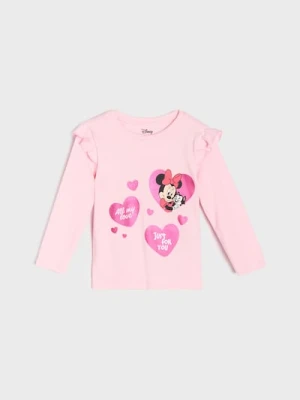 Sinsay - Bawełniana koszulka z nadrukiem Minnie Mouse - różowy