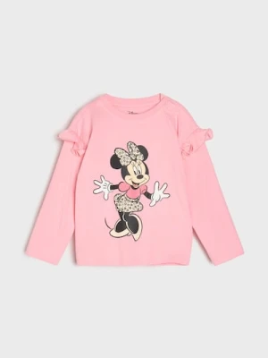 Sinsay - Bawełniana koszulka z nadrukiem Minnie Mouse - różowy