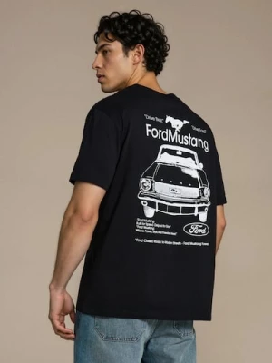 Zdjęcie produktu Sinsay - Bawełniana koszulka z nadrukiem na plecach Ford - czarny