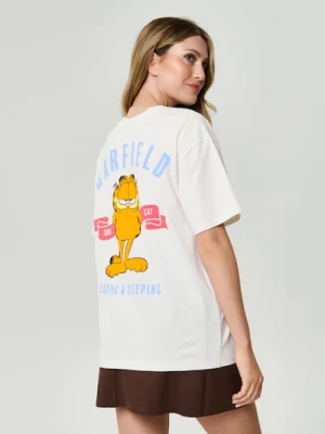 Zdjęcie produktu Sinsay - Bawełniana koszulka z nadrukiem na plecach Garfield - kremowy