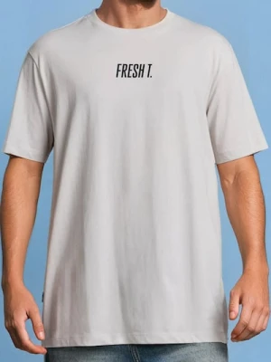 Sinsay - Bawełniana koszulka z nadrukiem na plecach - kremowy