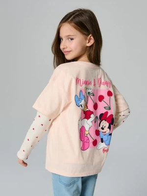 Sinsay - Bawełniana koszulka z nadrukiem na plecach Minnie Mouse - różowy