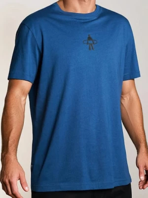 Sinsay - Bawełniana koszulka z nadrukiem na plecach - niebieski