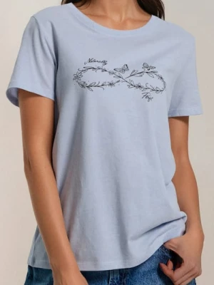 Sinsay - Bawełniana koszulka z nadrukiem - niebieski