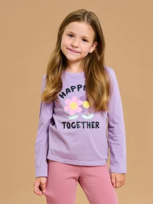 Sinsay - Bawełniana koszulka z nadrukiem - niebieski