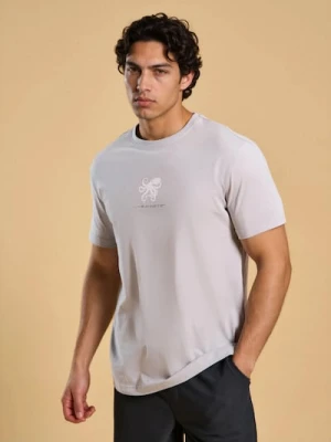 Sinsay - Bawełniana koszulka z nadrukiem ośmiornicy - szary