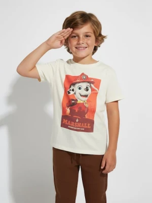 Sinsay - Bawełniana koszulka z nadrukiem PAW Patrol - kremowy