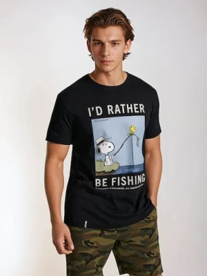 Sinsay - Bawełniana koszulka z nadrukiem Peaunts - czarny