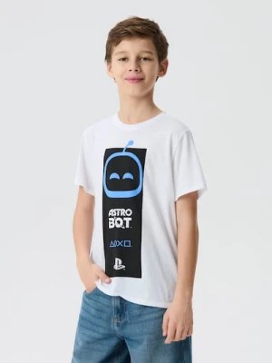 Sinsay - Bawełniana koszulka z nadrukiem PlayStation - biały