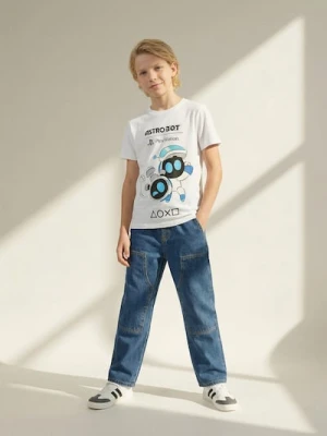 Sinsay - Bawełniana koszulka z nadrukiem PlayStation - biały