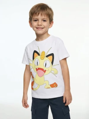 Sinsay - Bawełniana koszulka z nadrukiem Pokemon - biały