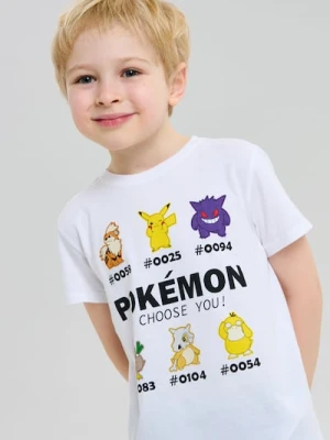 Sinsay - Bawełniana koszulka z nadrukiem Pokémon - biały