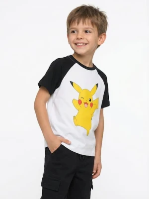 Sinsay - Bawełniana koszulka z nadrukiem Pokémon - biały