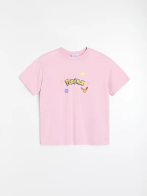 Zdjęcie produktu Sinsay - Bawełniana koszulka z nadrukiem Pokémon - różowy