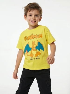 Sinsay - Bawełniana koszulka z nadrukiem Pokemon - żółty