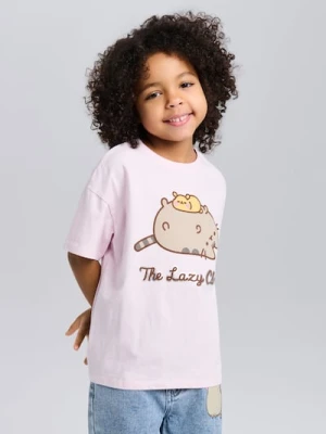 Sinsay - Bawełniana koszulka z nadrukiem Pusheen the Cat - fioletowy