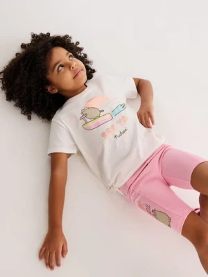 Sinsay - Bawełniana koszulka z nadrukiem Pusheen the Cat - kremowy