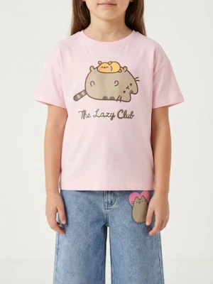 Sinsay - Bawełniana koszulka z nadrukiem Pusheen the Cat - różowy