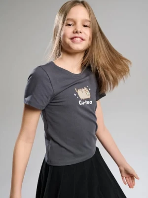 Sinsay - Bawełniana koszulka z nadrukiem Pusheen the Cat - szary