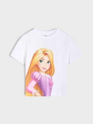 Sinsay - Bawełniana koszulka z nadrukiem Rapunzel - biały